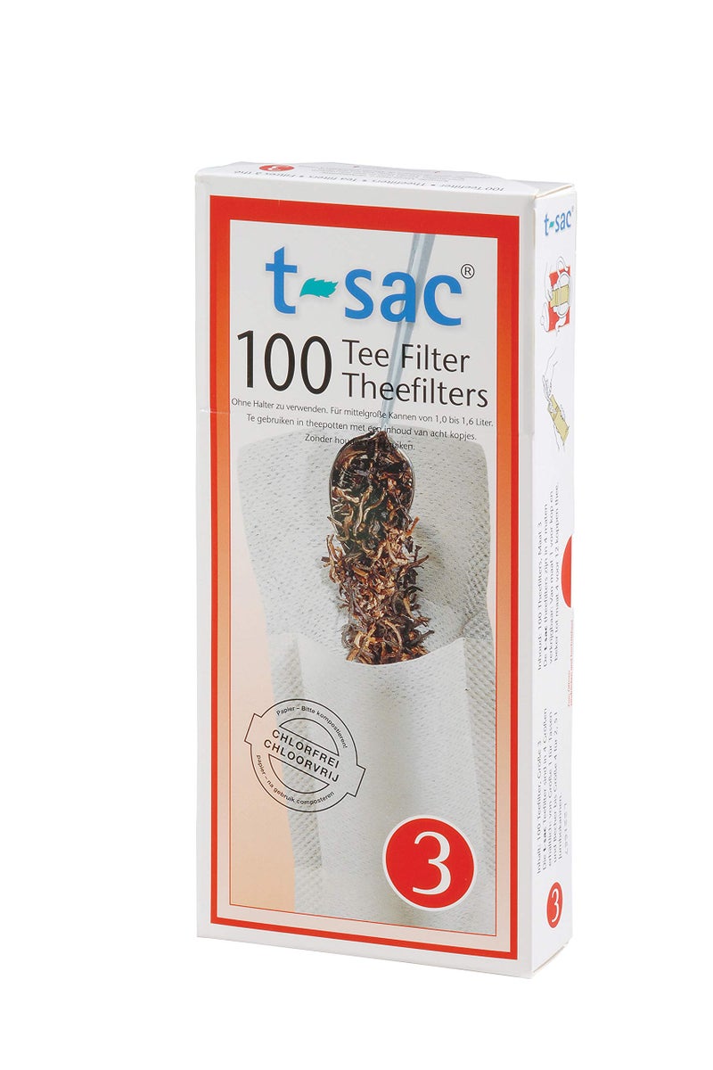 T-Sac Tea Filter Bags  Disposable Tea Infuser  Number 3-Size  3 to 8-Cup Capacity  Set of 100 - Image 1